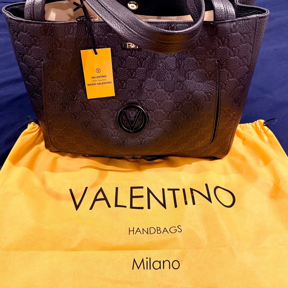 Mario Valentino black Ollie Dollaro Monogram Tote